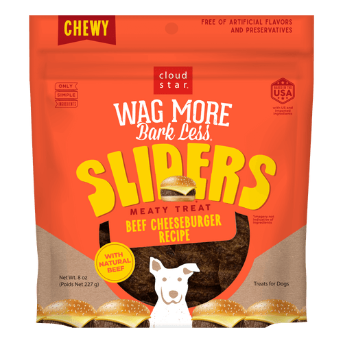 Wag More Bark Less Sliders Dog Treats Beef Cheeseburger