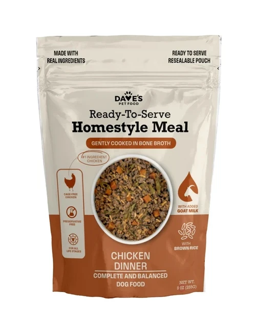 Dave's Chicken & Brown Rice, Goat Milk Pouch Recipe for Dogs