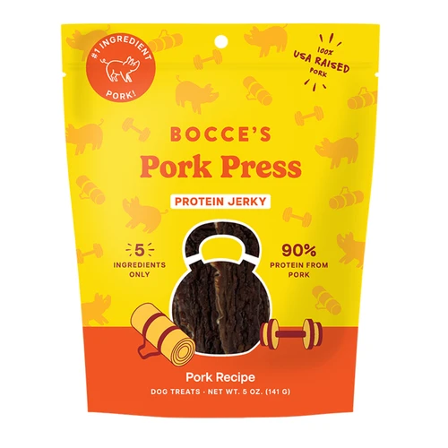 Bocce's Bakery Protein Jerky Cuts Pork Press