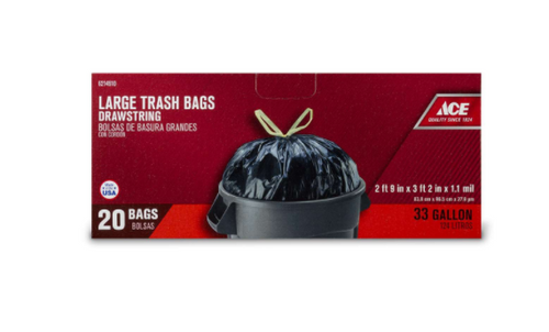 Ace 33 gal. Trash Bags Drawstring - 20 pk