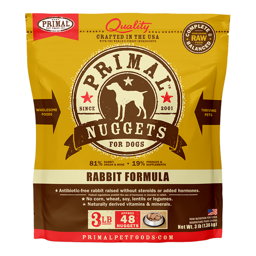 Primal Canine Raw Frozen Rabbit Nuggets
