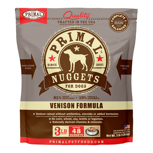 Primal Canine Raw Frozen Venison Nuggets
