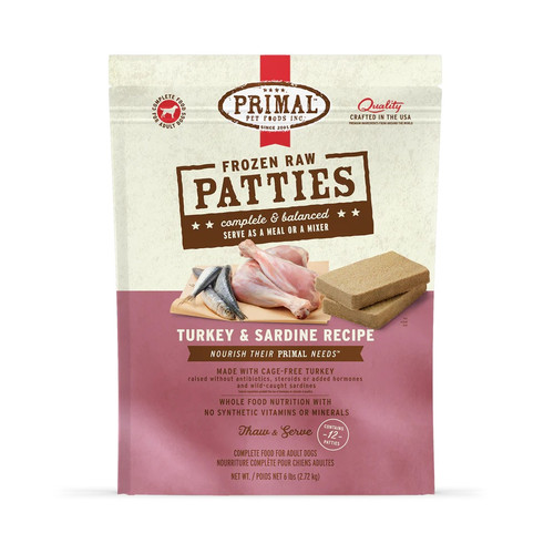 Primal Canine Raw Frozen Turkey & Sardine Patties Primal Canine Raw Frozen Turkey & Sardine Patties