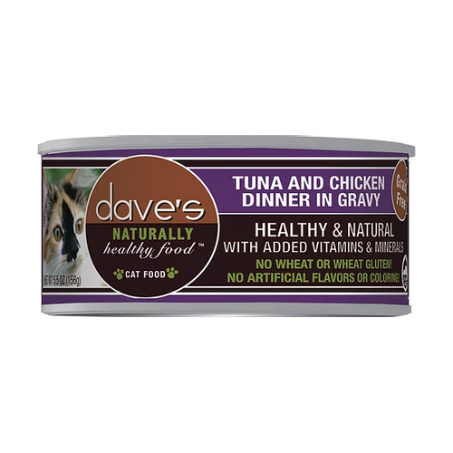 Dave’s Naturally Healthy Grain Free Cat Food Tuna & Chicken in Gravy