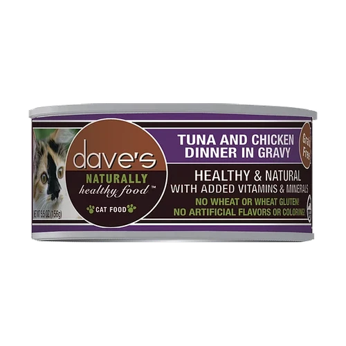 Dave’s Naturally Healthy® Grain Free Tuna & Chicken Dinner in Gravy Canned Cat Food