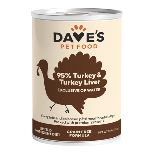 Dave’s Pet Food 95% Premium Meats™ Turkey & Turkey Liver for Dogs