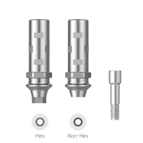 The Temporary Abutment, (UNSTA), Narrow in its Hex and Non-Hex forms.