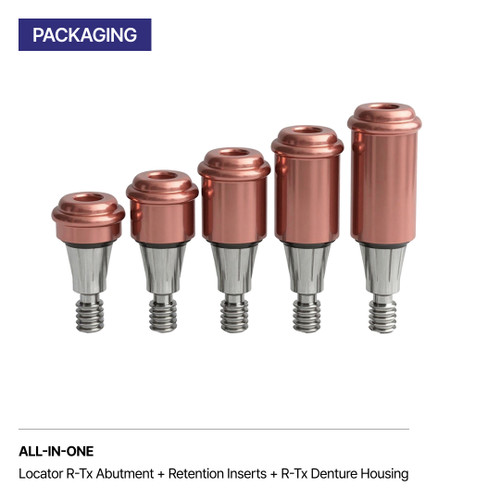 The Locator R-Tx Abutment for DIO UF(II) Narrow pieces are against a white background.
