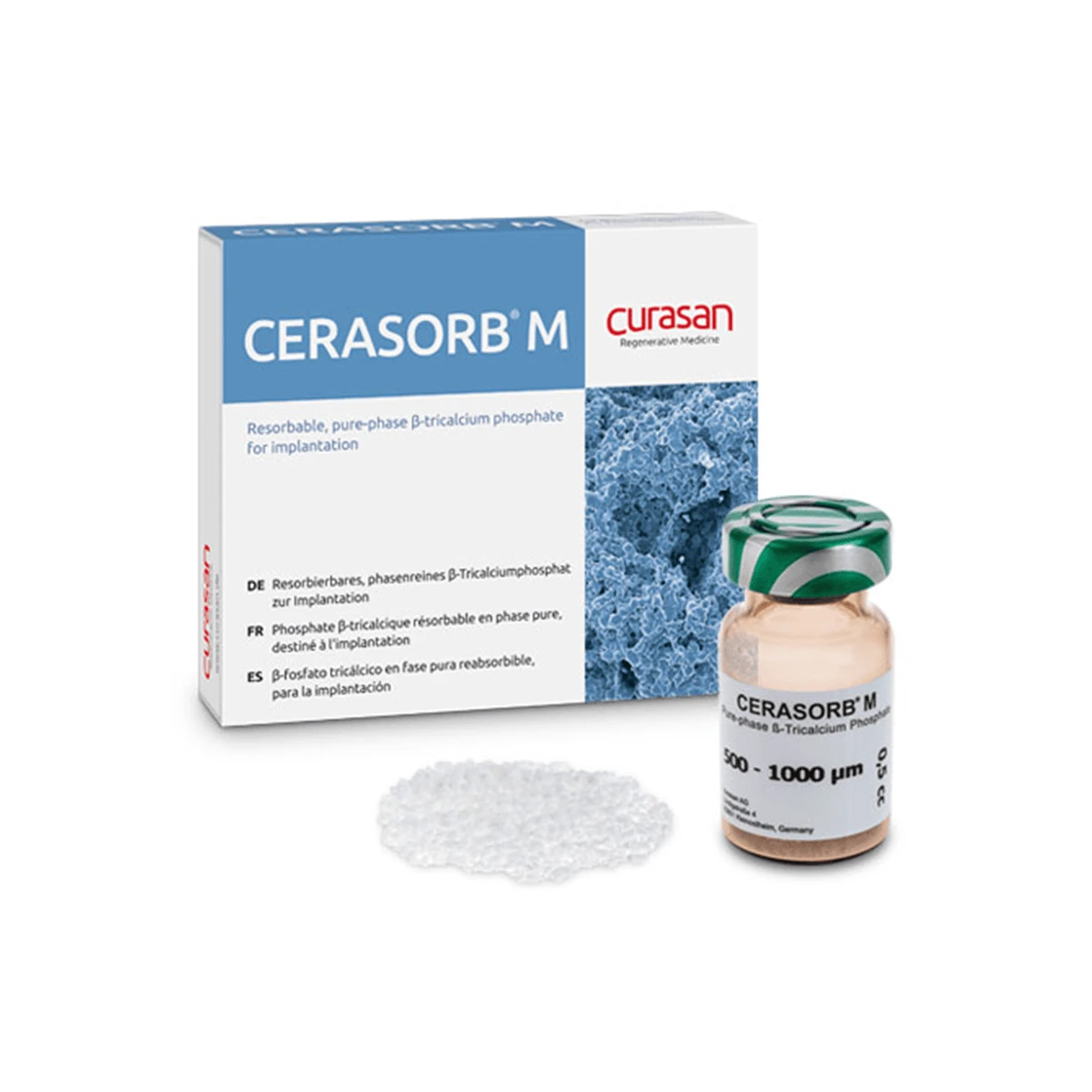 CERASORB M package, vial, and beta-tricalcium phosphate granules