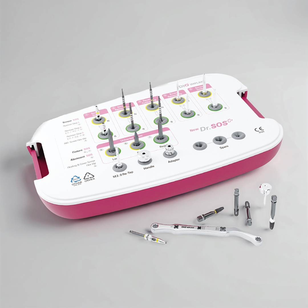 The New Dr.SOS+ Kit is placed on a gray surface.