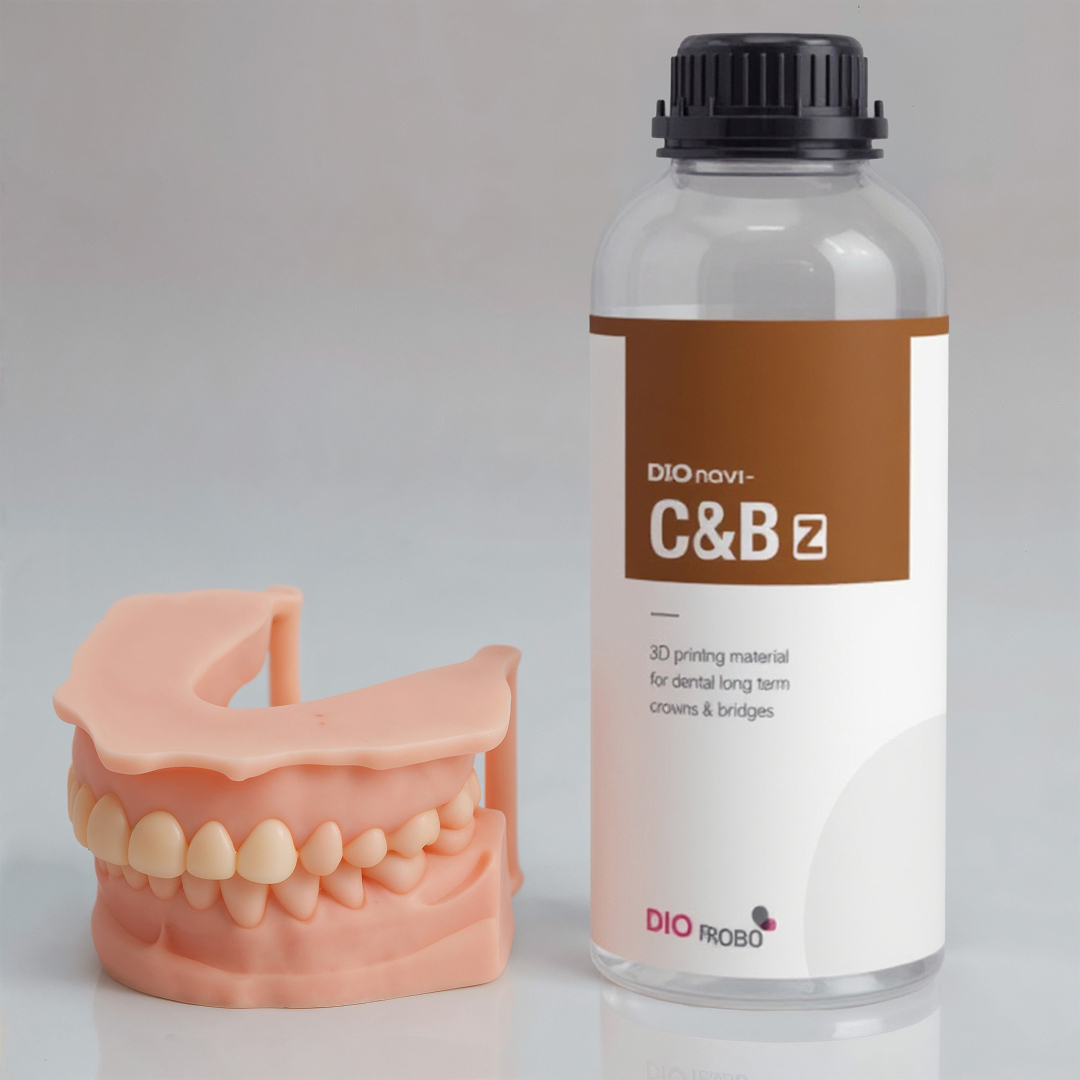 The C&B Z (1000g) bottle is next to the dentures.