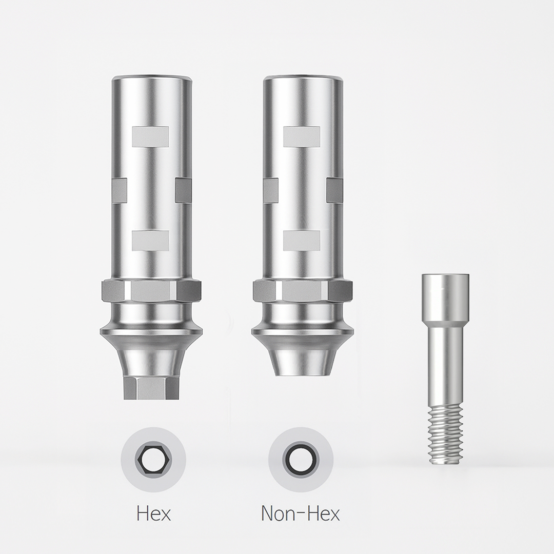 The Temporary Abutment, (SSTA), Regular.Wide in its Hex and Non-Hex forms.