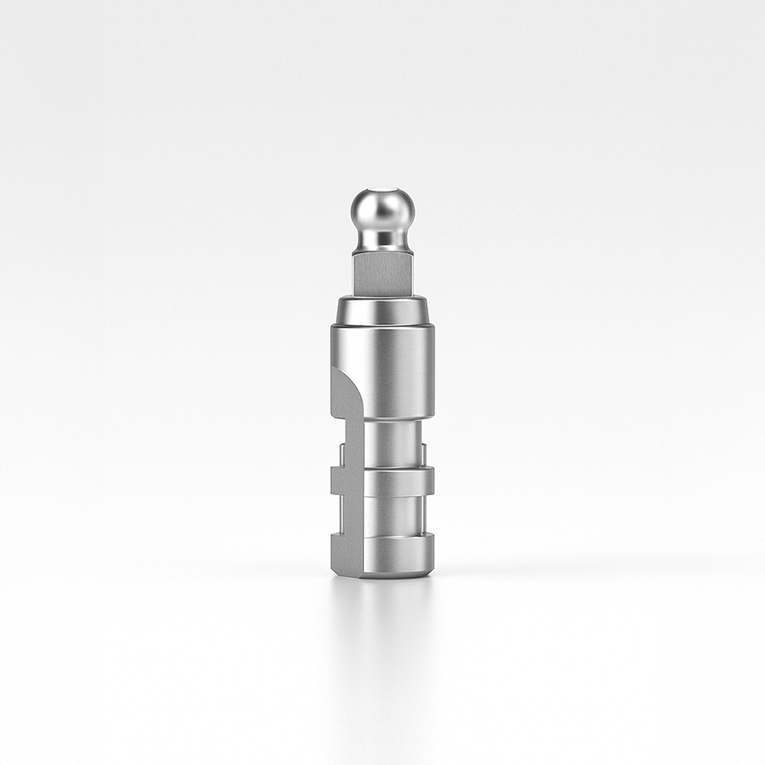 The Ball type Abutment Analog leaves a shadow beneath it.