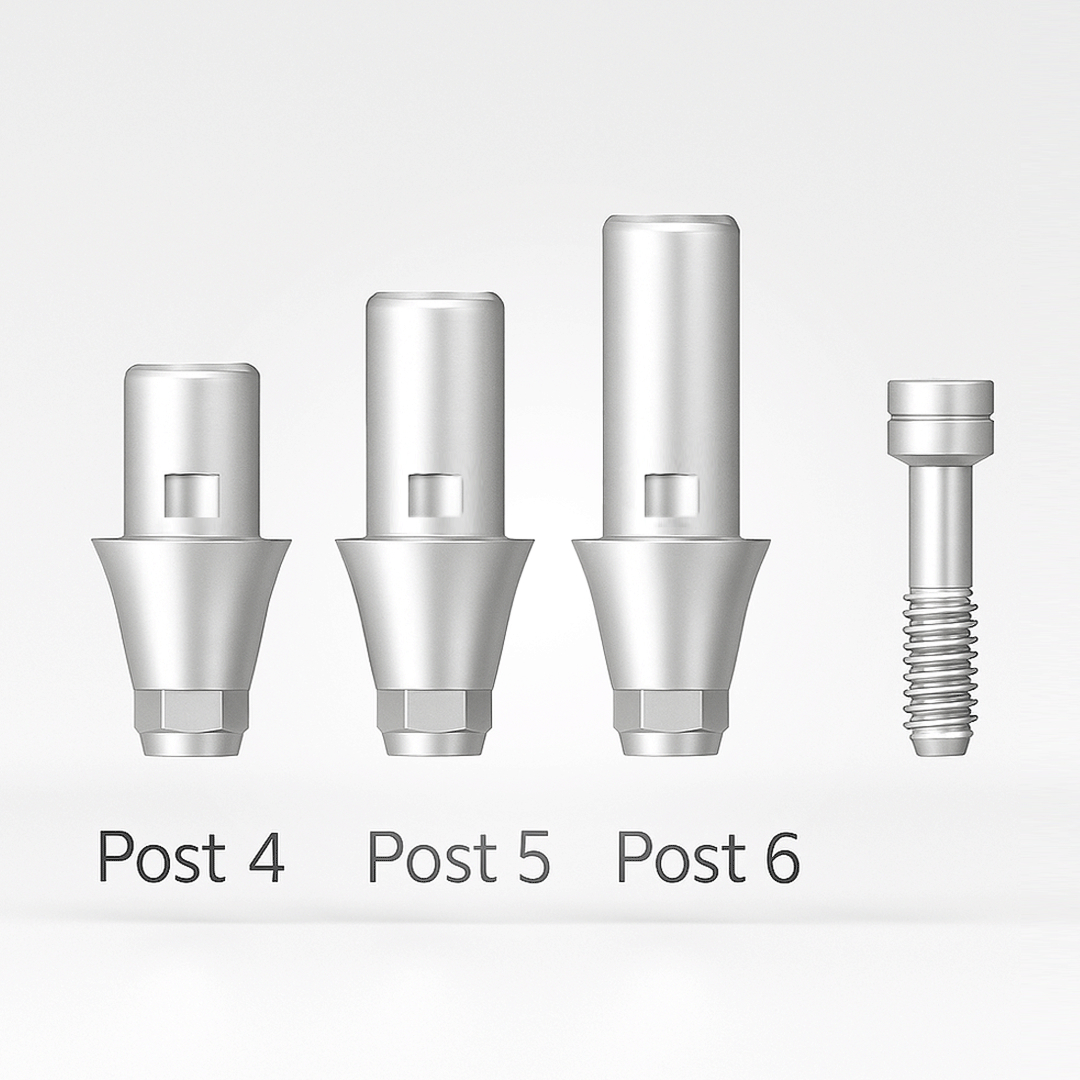 The different forms of the Hybrid Link (Ti-Base) Link- Regular. Wide.