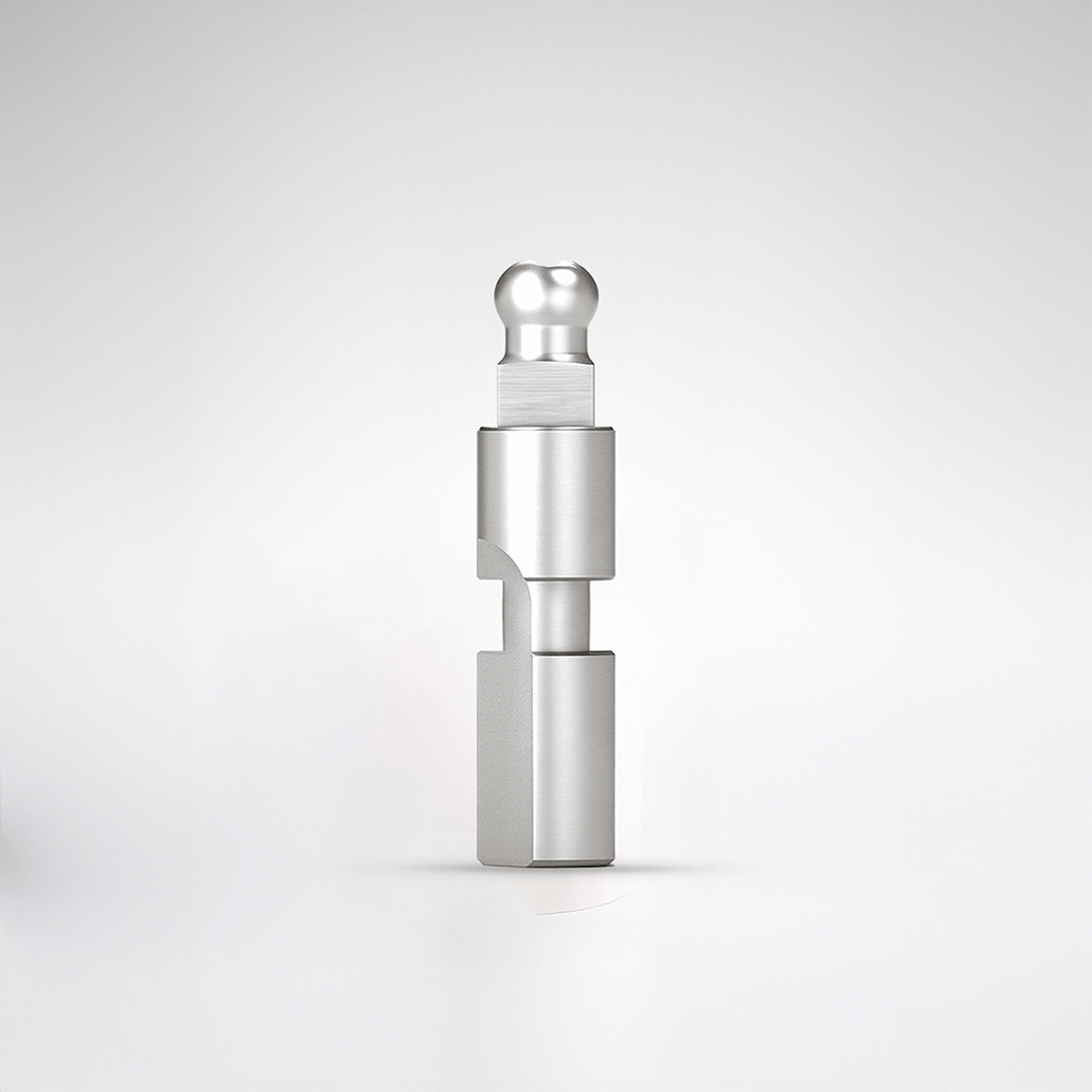 The Ball type Abutment Analog leaves a shadow beneath it.