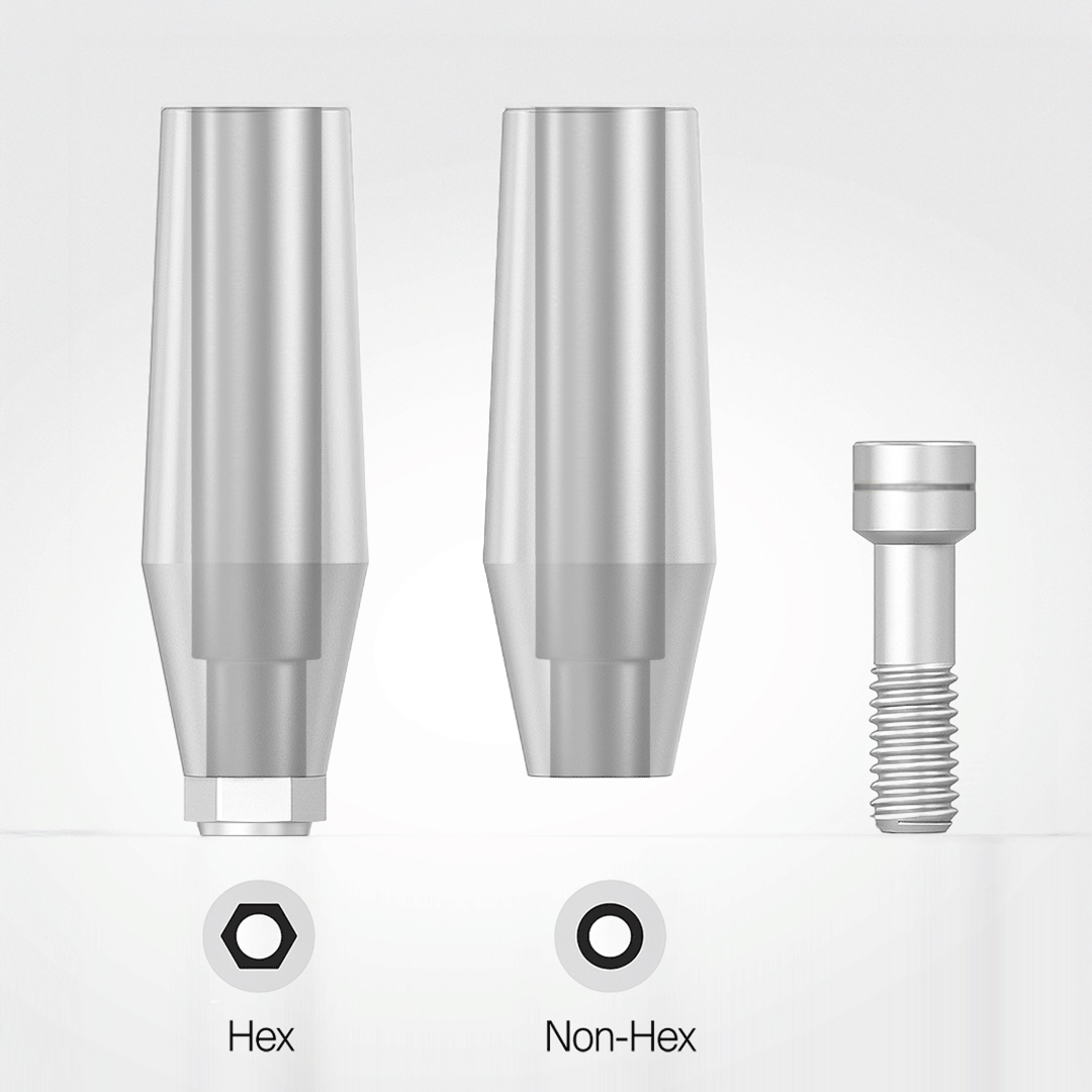 The UCLA Plastic Abutment, (SSPA), Regular.Wide in its Hex and Non-Hex forms.