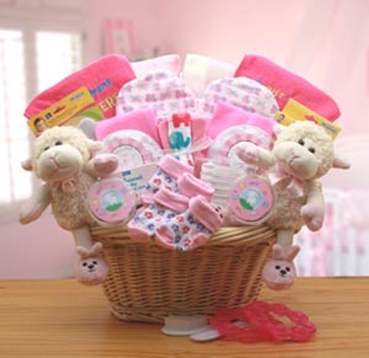 Double Delight Twins New Babies Gift Basket - Pink - Baskets-n-Beyond