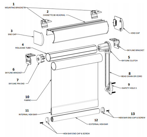 Blind Parts: Roller Shade Parts and Diagram