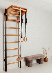 Swedish ladder for kids with gymnastic accessories and a desk – BenchK 212B + A076 Swedish ladder for kids with gymnastic accessories and a desk – BenchK 212B + A076
