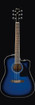 Ibanez PF15ECETBS PF Series Acoustic Guitar, Transparent Blue Sunburst High Gloss