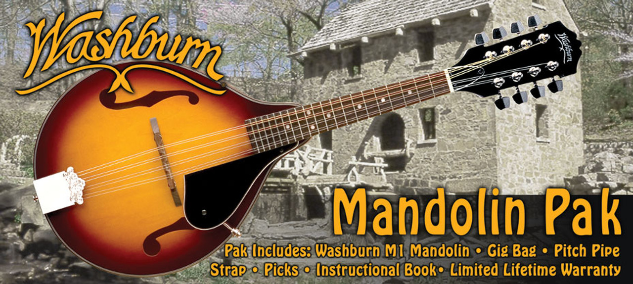 Washburn M1K A U Americana Series "A" Style Mandolin Pack, Tobacco Sunburst