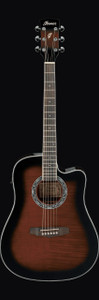 Ibanez PF28ECEDVS PF Series Acoustic Guitar, Dark Violin Sunburst High Gloss