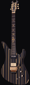 Schecter 1742 Synyster Custom-S Guitar, Gloss Black w/Gold Stripes