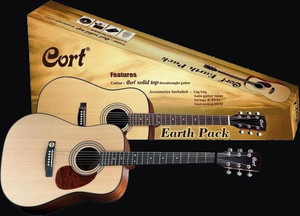 Cort EARTH-PACK-OP Earth Series Acoustic Guitar Package, Open Pore