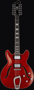 Hagstrom VIDLX12-WCT-U Viking Deluxe 12-String Electric Guitar, Wild Cherry Transparent