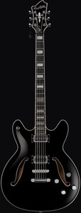 Hagstrom VIDLXBARI-BLK-U Viking Deluxe Baritone Electric Guitar, Black Gloss