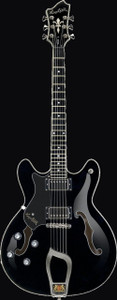 Hagstrom VIK-L-BLK-U Viking Left-Handed Electric Guitar, Black Gloss