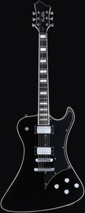 Hagstrom FANTCUS-BLK-U Fantomen Custom Electric Guitar, Black Gloss