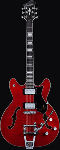 Hagstrom TREVIDLX-WCT-U Tremar Viking Deluxe Electric Guitar, Wild Cherry Transparent