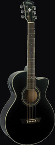 Washburn EA10B-A-U Festival Series Acoustic-Electric Guitar, Black