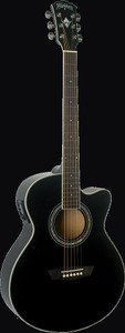 Washburn EA12B-A-U Festival Series Acoustic-Electric Guitar, Black