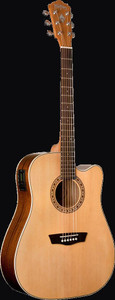 Washburn WD7SCE-O-U Harvest Series Dreadnought Cutaway Acoustic-Electric Guitar, Natural