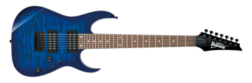 ibanez grga120qa electric guitar transparent blue burst