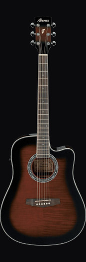 Ibanez PF28ECEDVS PF Series Acoustic Guitar, Dark Violin Sunburst High Gloss