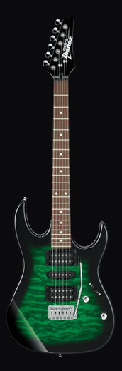 Ibanez GRX70QATEB RG Gio Series Electric Guitar, Transparent Emerald Burst