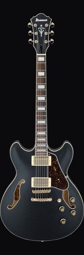 Ibanez AS73GBKF AS Series Hollow Body Electric Guitar, Black Flat