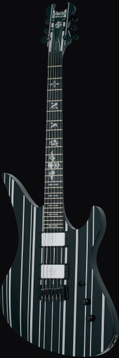 Schecter 1747 Synyster Custom HT Guitar, Gloss Black w/Silver Pin Stripes