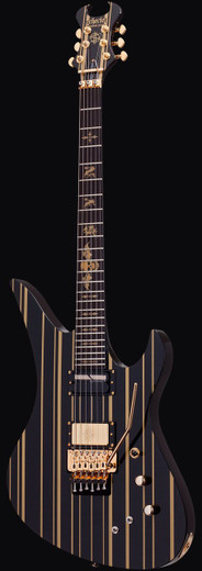 Schecter 1742 Synyster Custom-S Guitar, Gloss Black w/Gold Stripes