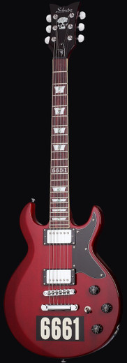 Schecter 26 Zacky Vengeance Custom Reissue Guitar, See Thru Cherry w/6661 Graphic