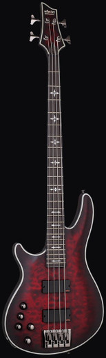 Schecter 1912 Hellraiser Extreme-4 LH Guitar, Crimson Red Burst Satin
