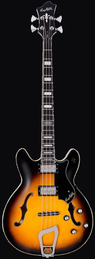 Hagstrom VIKB-L-TSB-U Viking Bass Left-Handed Electric Guitar, Tobacco Sunburst