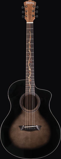 Washburn BTS9VCECH-D-U Bella Tono Series Acoustic Guitar, Gloss Charcoal Burst