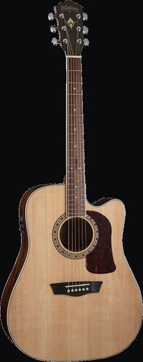 Washburn HD10SCE-O-U Heritage Series Dreadnought Cutaway Acoustic Guitar, Natural Gloss