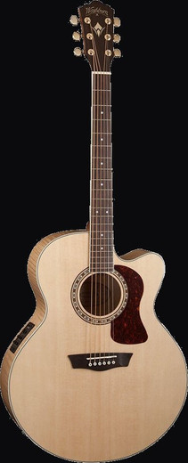 Washburn HJ40SCE-O-U Heritage Series Jumbo Cutaway Acoustic Guitar, Natural Gloss