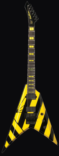 Washburn PXV-MS260FRK-D-U Parallaxe Series Michael Sweet V Electric Guitar, Black/Yellow Stripes