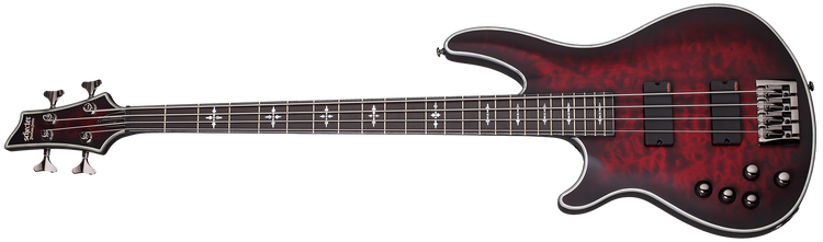 Schecter 1912 Hellraiser Extreme-4 LH Guitar, Crimson Red Burst